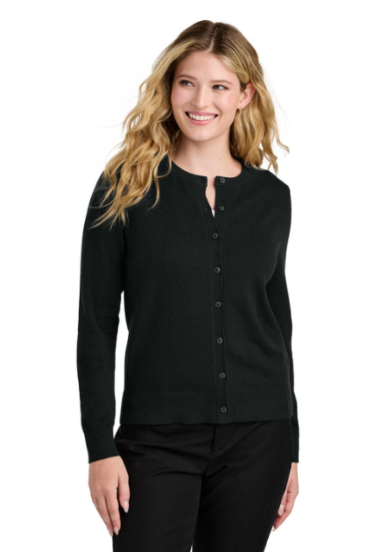Port Authority® Women’s Easy Care Crewneck Cardigan Sweater