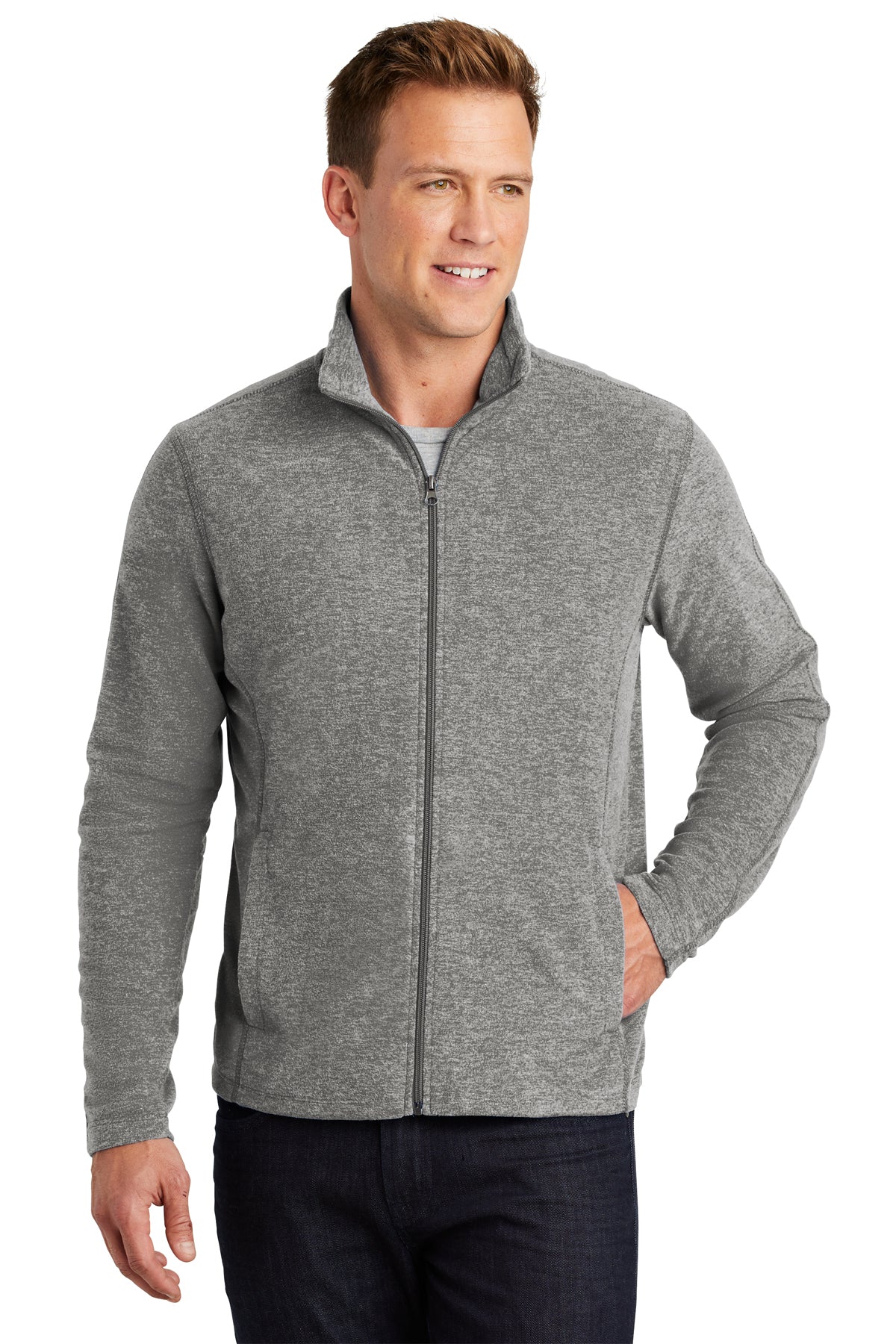 Port Authority® Heather Microfleece Full-Zip Jacket