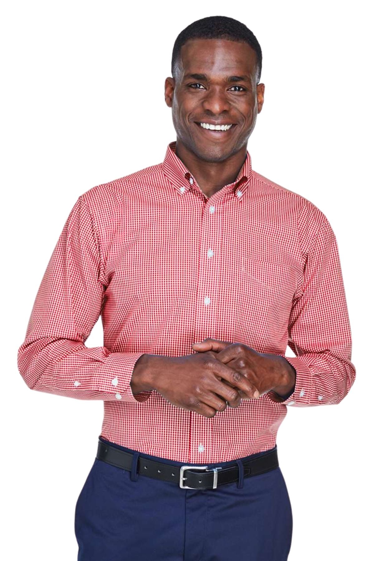 Men’s Crown Collection Gingham Check Woven Dress Shirt