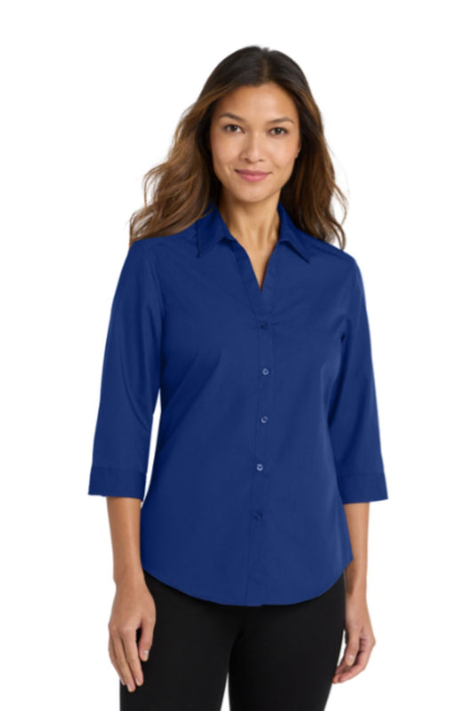 Port Authority® Women's 3/4-Sleeve Carefree Poplin Shirt