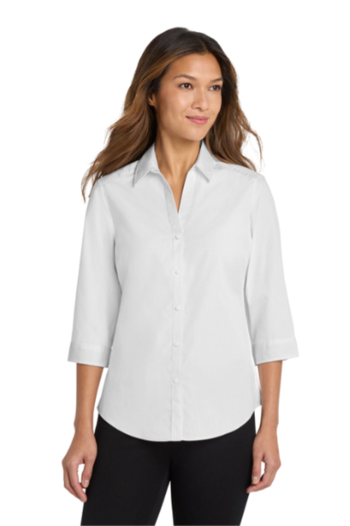 Port Authority® Women's 3/4-Sleeve Carefree Poplin Shirt