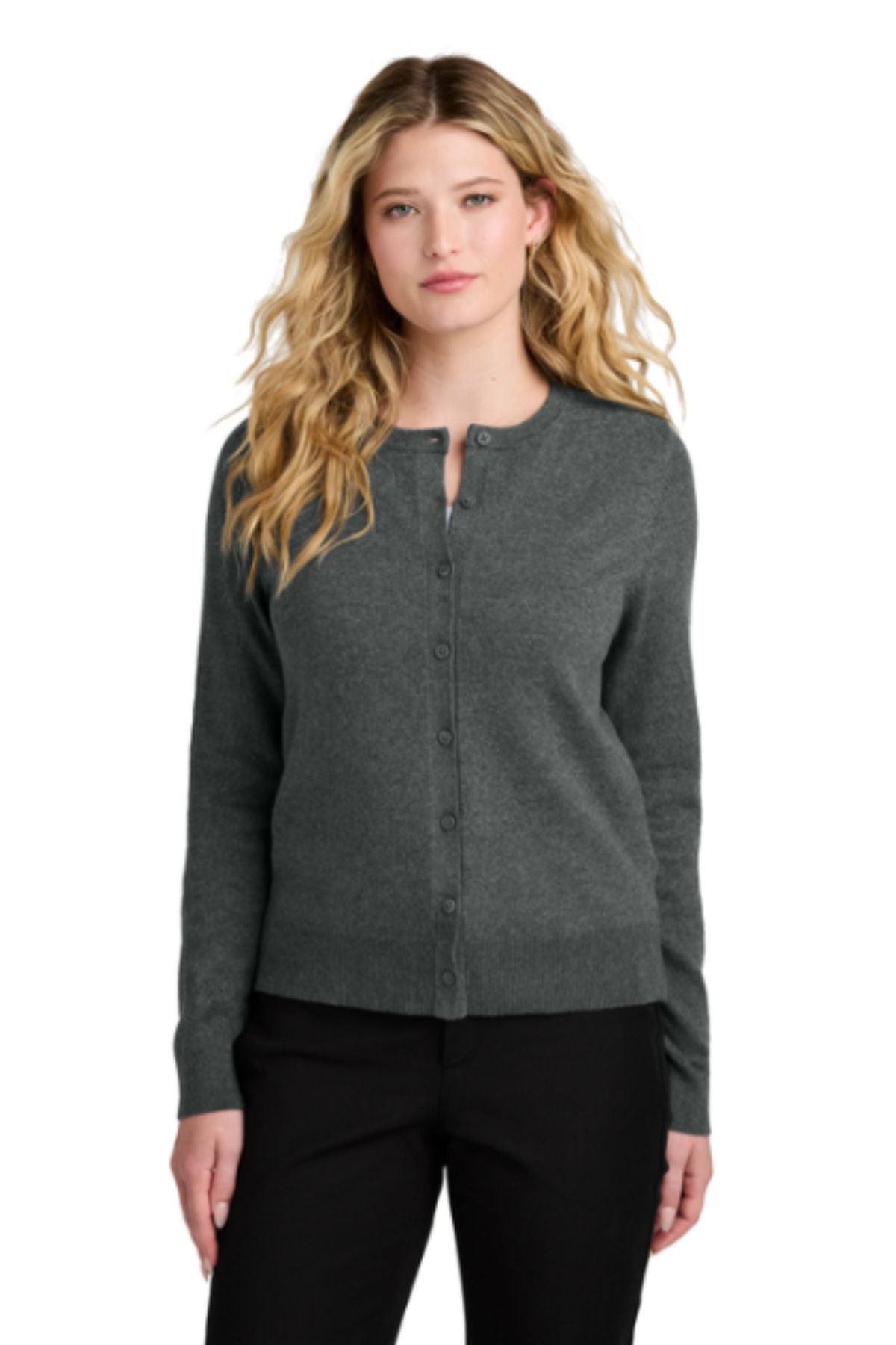 Port Authority® Women’s Easy Care Crewneck Cardigan Sweater