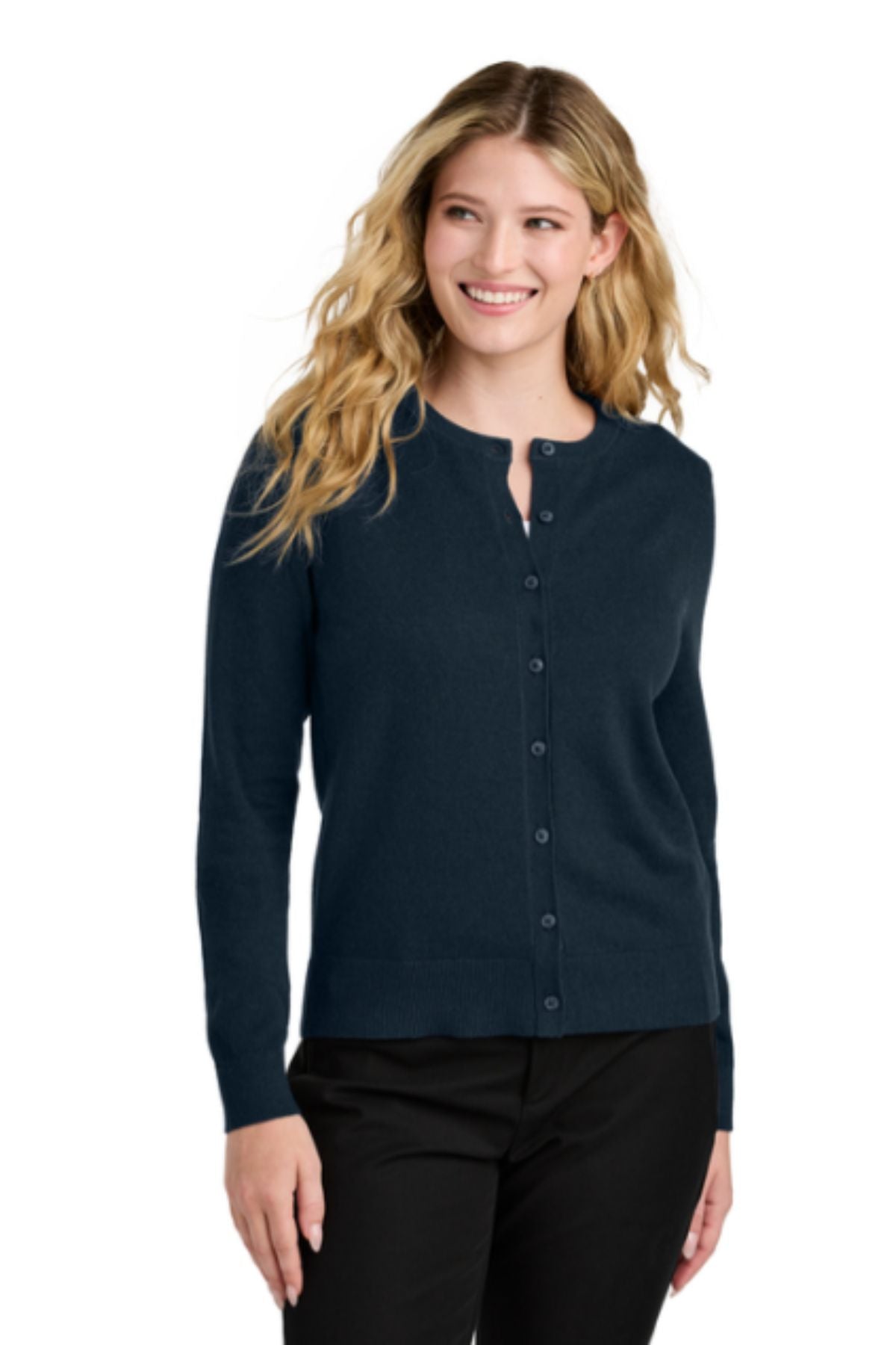 Port Authority® Women’s Easy Care Crewneck Cardigan Sweater