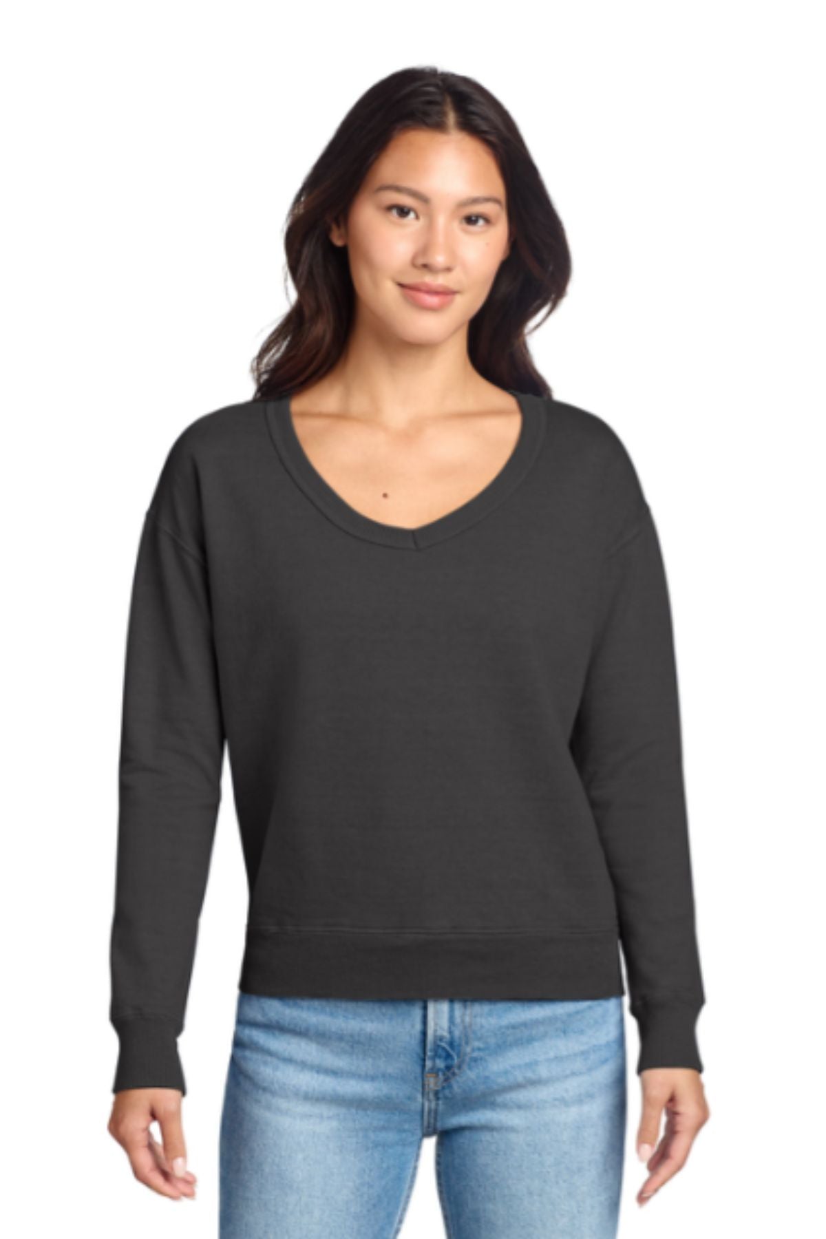 Port & Co® Women's Beach Wash® Garment-Dyed V-Neck Sweatshirt