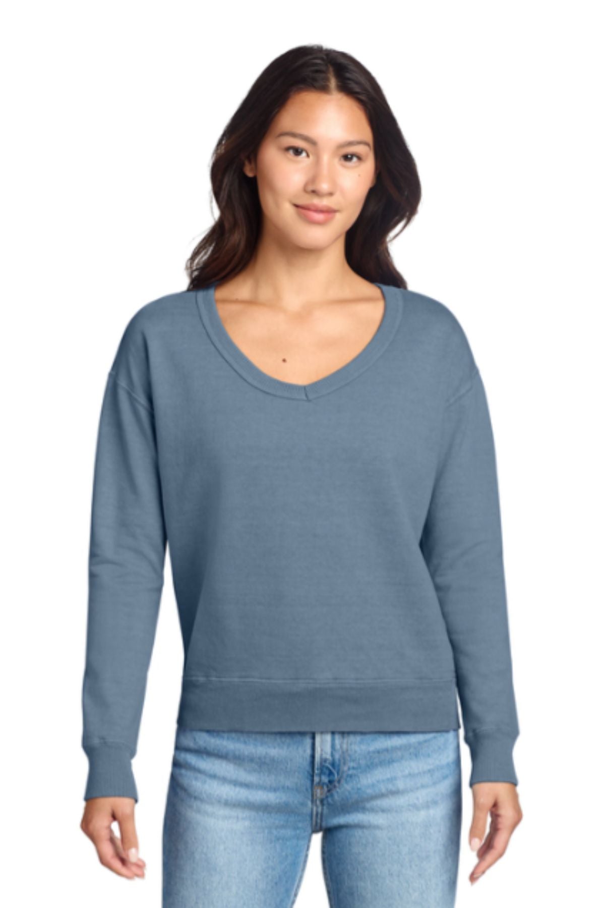 Port & Co® Women's Beach Wash® Garment-Dyed V-Neck Sweatshirt