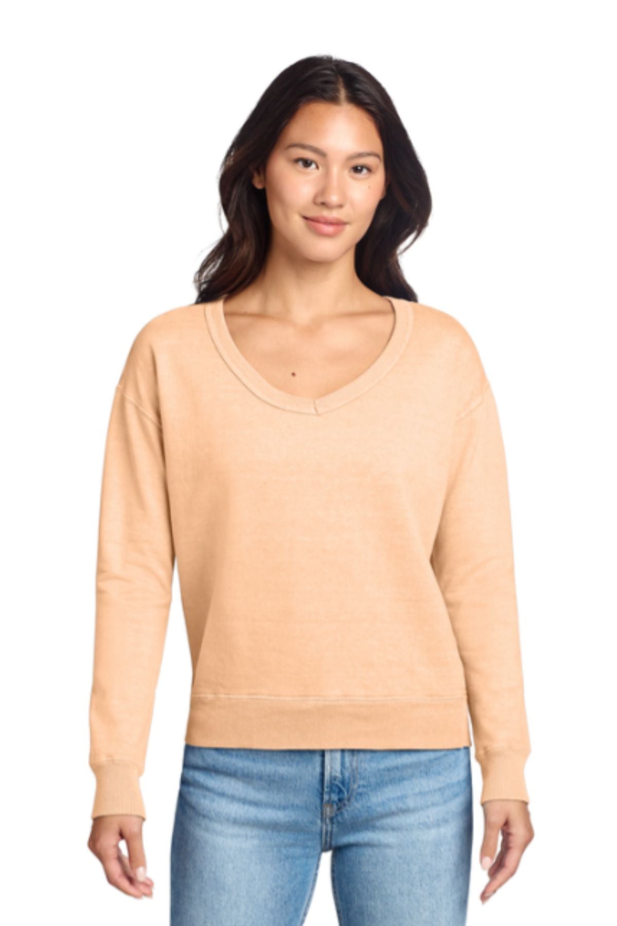 Port & Co® Women's Beach Wash® Garment-Dyed V-Neck Sweatshirt