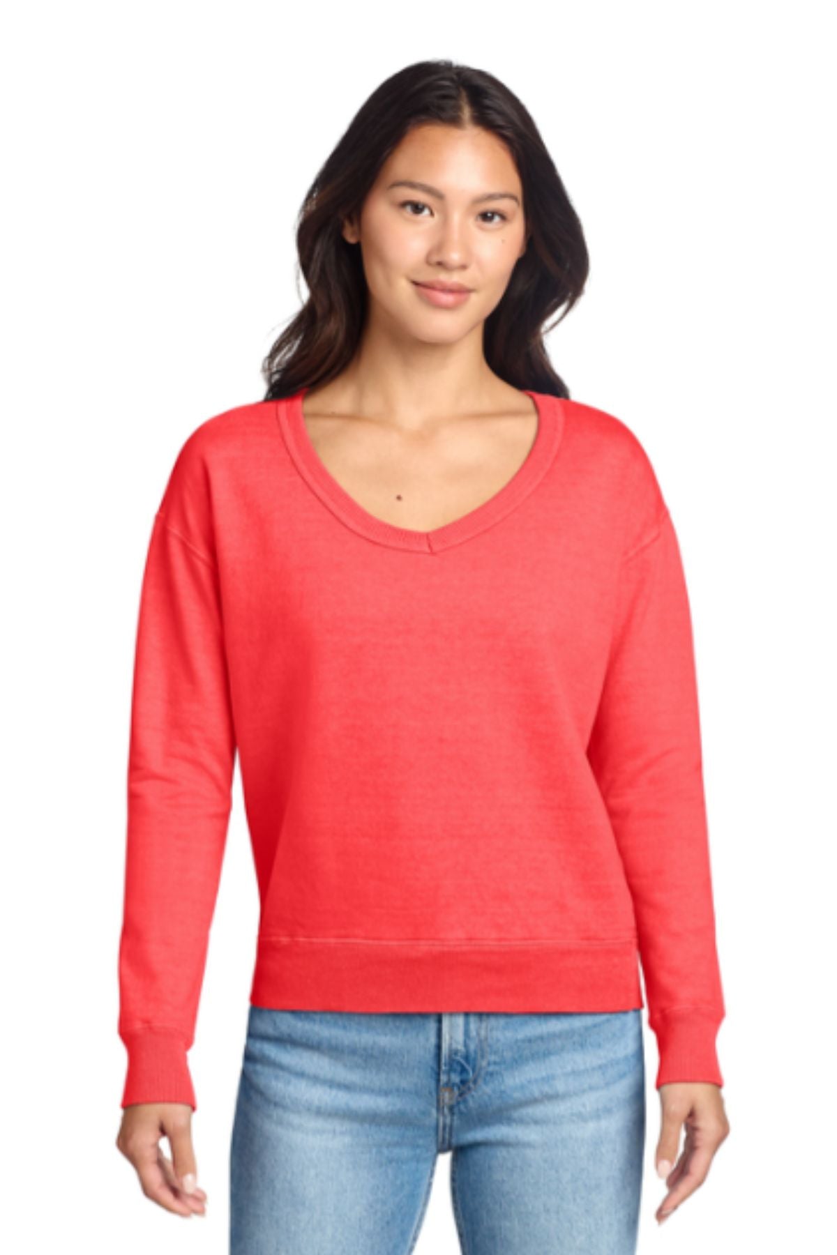 Port & Co® Women's Beach Wash® Garment-Dyed V-Neck Sweatshirt