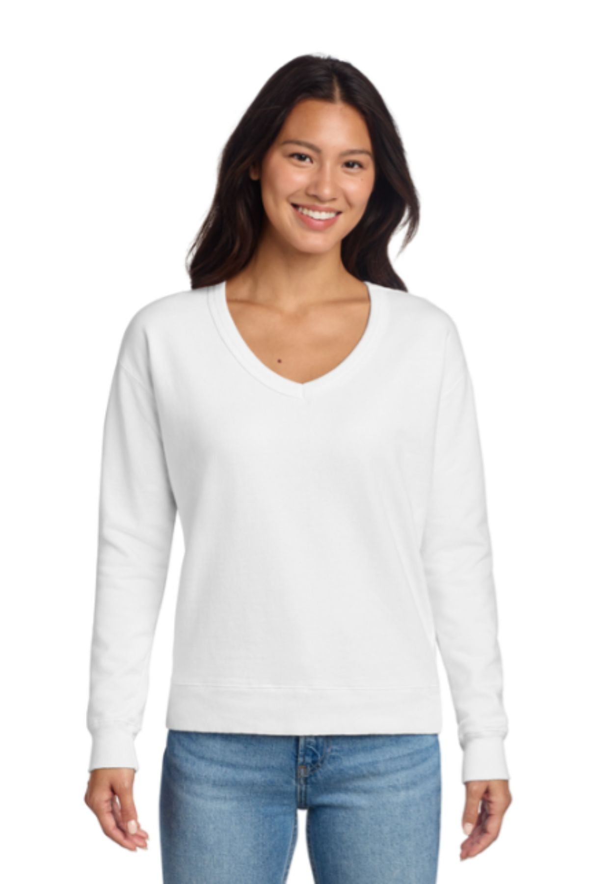 Port & Co® Women's Beach Wash® Garment-Dyed V-Neck Sweatshirt