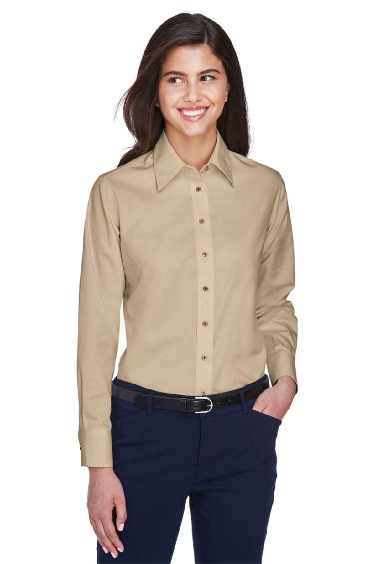 Women's Easy Blend™ Long Sleeve Twill Dress Shirt with Stain-Release
