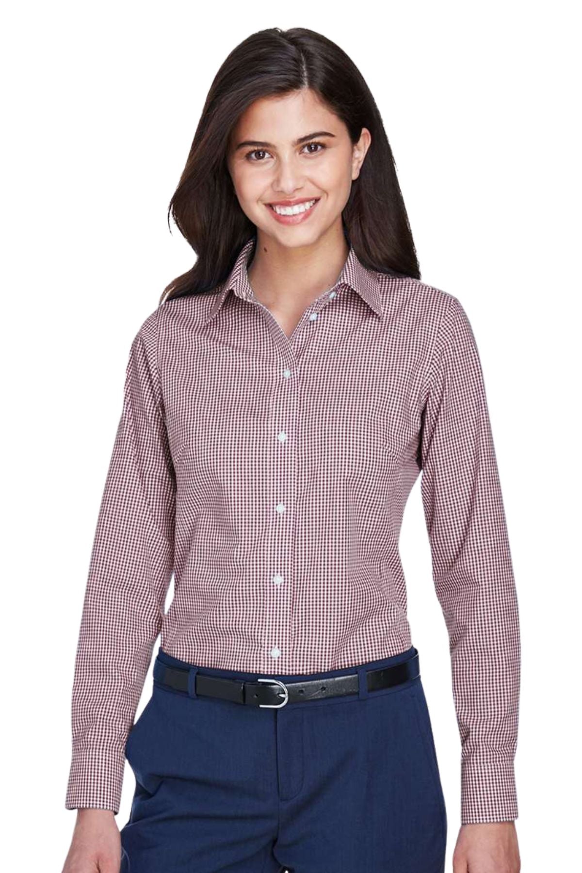 Women’s Crown Collection Gingham Check Woven Dress Shirt
